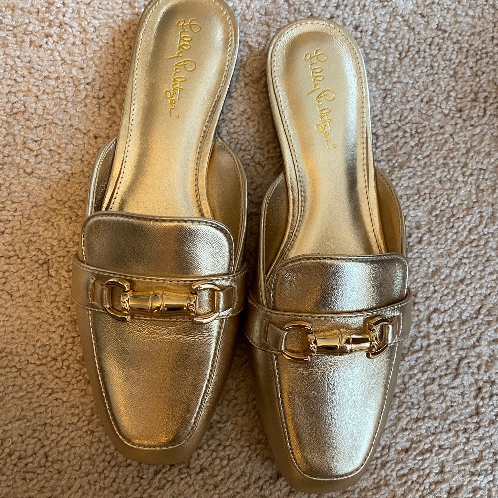 Lilly Pulitzer Gold Metallic Andi Mule